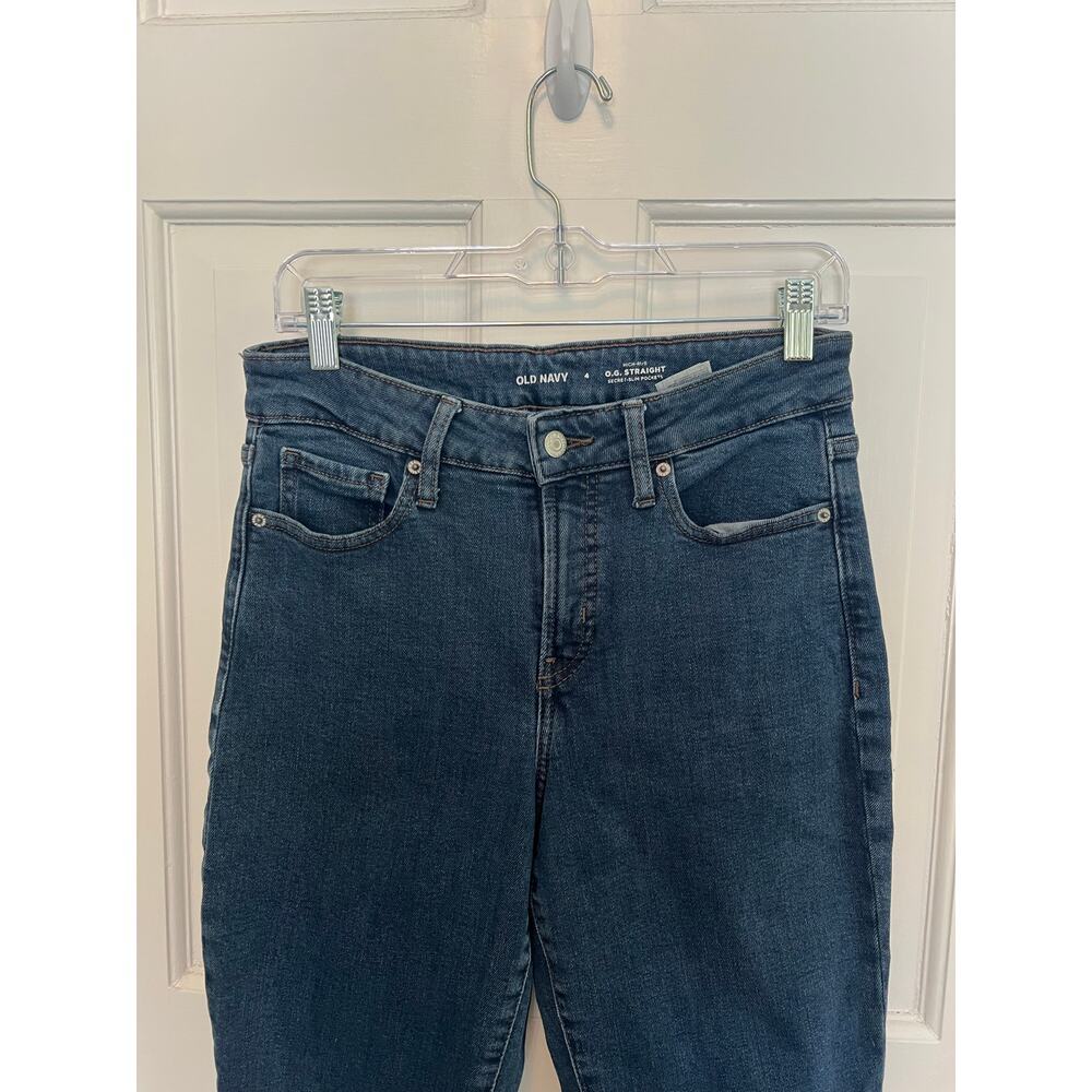 Old Navy O.G. Straight High Rise Jeans Secret Slim Pockets Dark Wash Women's 4 - Picture 4 of 10